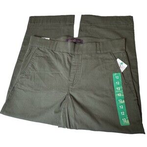 Gloria Vanderbilt Size 12 Green Wide Leg Pull On Crop Pants